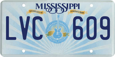 MS license plate LVC609