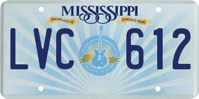 MS license plate LVC612