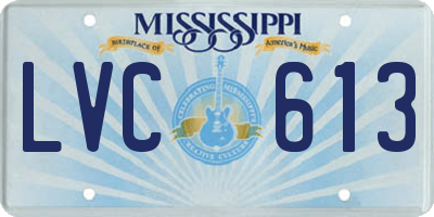 MS license plate LVC613