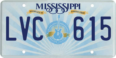 MS license plate LVC615