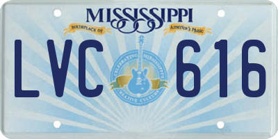 MS license plate LVC616