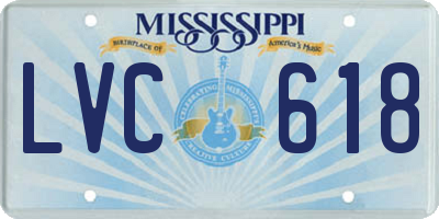 MS license plate LVC618