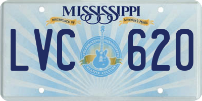 MS license plate LVC620