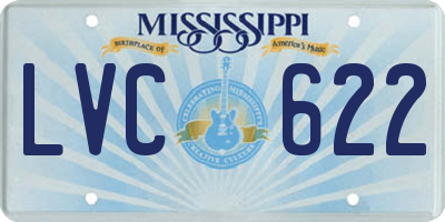 MS license plate LVC622