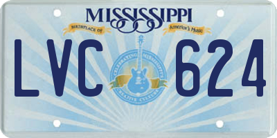 MS license plate LVC624