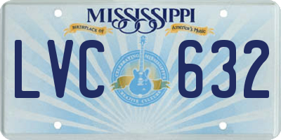 MS license plate LVC632