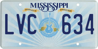 MS license plate LVC634