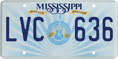 MS license plate LVC636