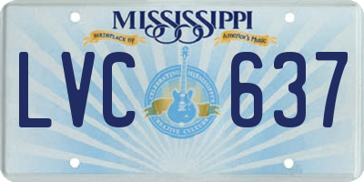 MS license plate LVC637