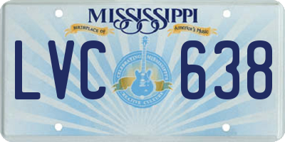 MS license plate LVC638