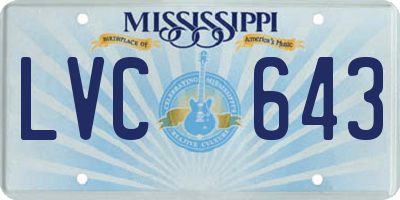 MS license plate LVC643