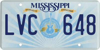 MS license plate LVC648
