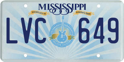 MS license plate LVC649