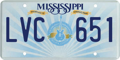 MS license plate LVC651