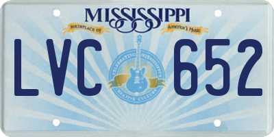 MS license plate LVC652