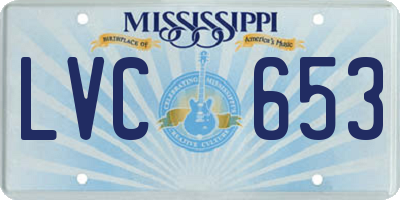 MS license plate LVC653