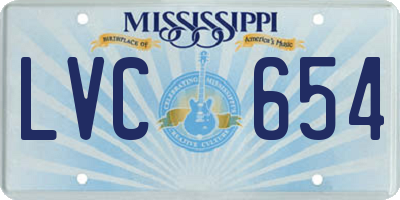MS license plate LVC654