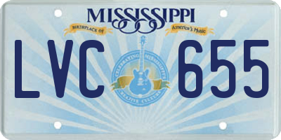 MS license plate LVC655
