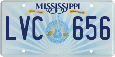 MS license plate LVC656