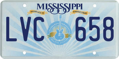 MS license plate LVC658