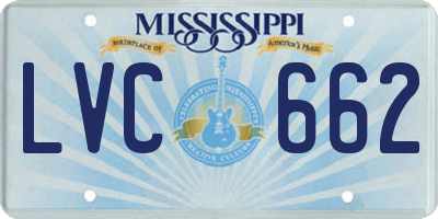 MS license plate LVC662