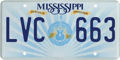 MS license plate LVC663