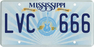 MS license plate LVC666
