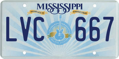 MS license plate LVC667