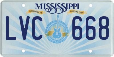 MS license plate LVC668