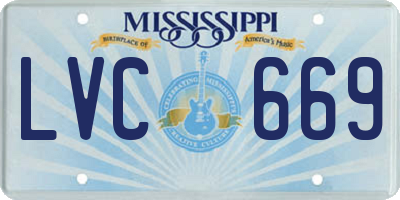 MS license plate LVC669