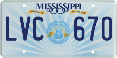 MS license plate LVC670