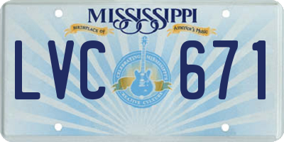 MS license plate LVC671