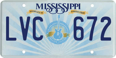 MS license plate LVC672