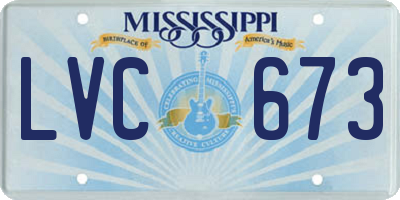 MS license plate LVC673