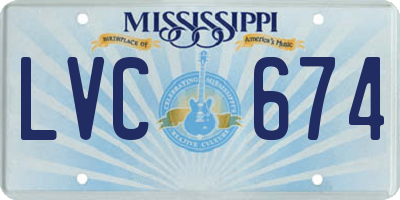 MS license plate LVC674