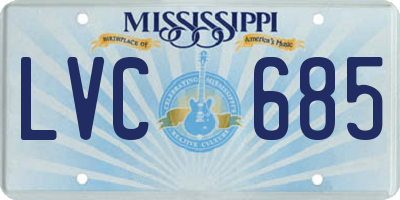 MS license plate LVC685