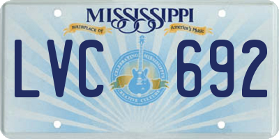 MS license plate LVC692