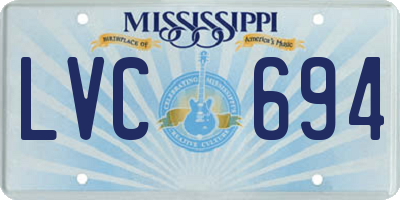 MS license plate LVC694