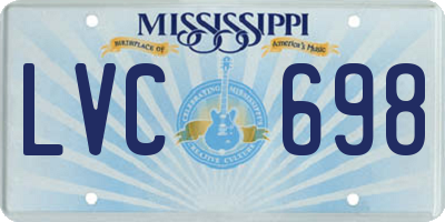 MS license plate LVC698