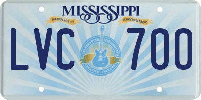 MS license plate LVC700