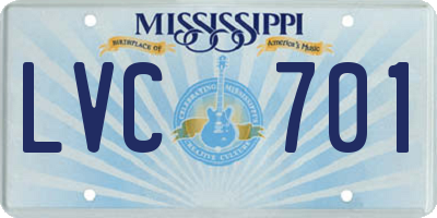 MS license plate LVC701
