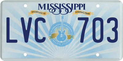 MS license plate LVC703