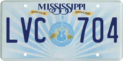 MS license plate LVC704