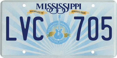 MS license plate LVC705