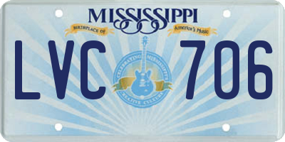MS license plate LVC706