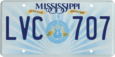 MS license plate LVC707