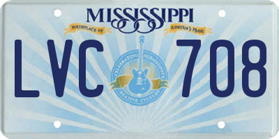 MS license plate LVC708