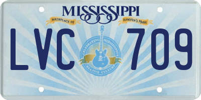 MS license plate LVC709