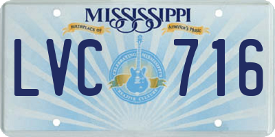 MS license plate LVC716