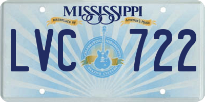 MS license plate LVC722